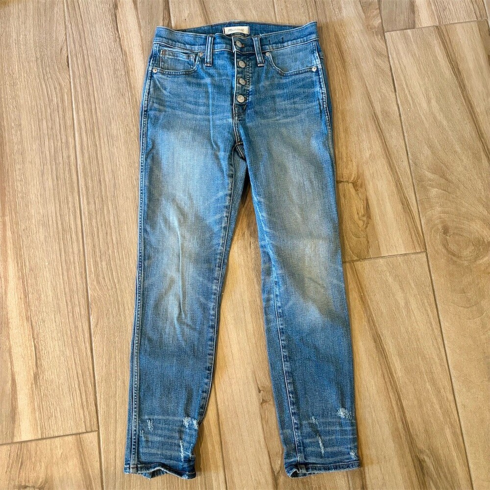 Madewell Slim Straight Jeans Womens Size 27 Blue Medium Wash High Rise
